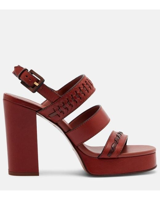Zimmermann Red Alchemy Leather Platform Sandals