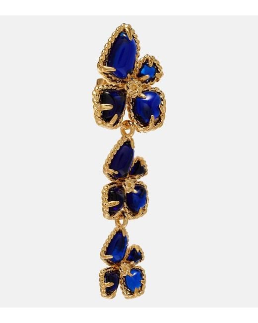 Zimmermann Blue Bloom Large Embellished Drop Earrings