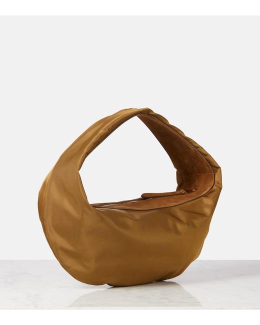 Khaite Brown Olivia Medium Suede-Trimmed Shoulder Bag