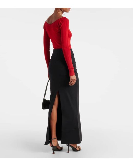 Jacquemus Black La Jupe Escala Knitted Maxi Skirt