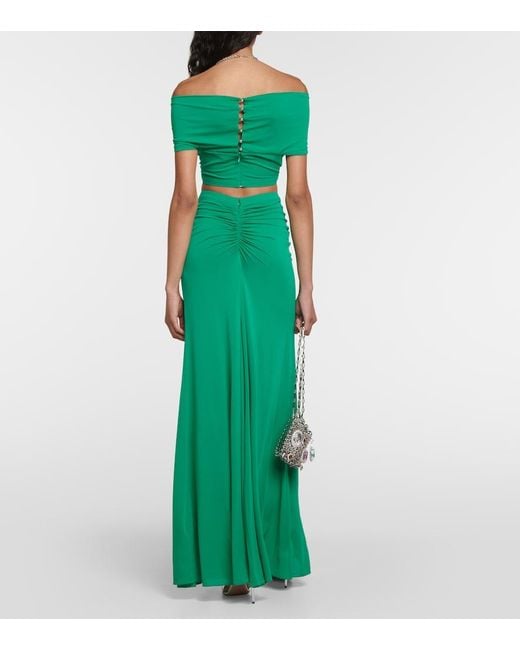 Rabanne Green Cutout Jersey Top