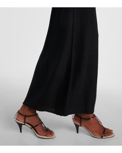Staud Black Tara Crochet-Trimmed Cotton Maxi Dress