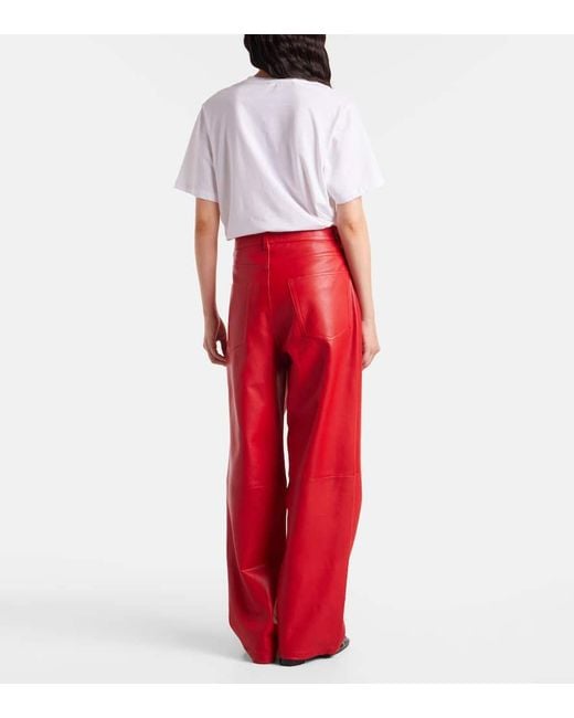 Pantalon Ample A Taille Haute En Cuir Rohe en coloris Red