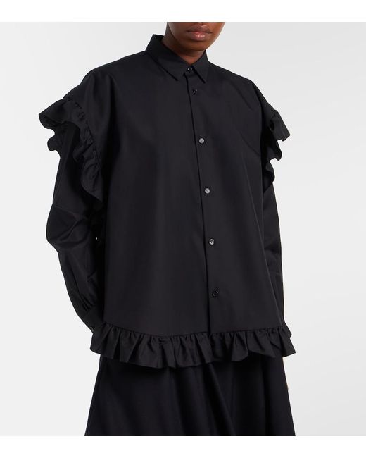 Noir Kei Ninomiya Black Ruffled Cotton Blouse