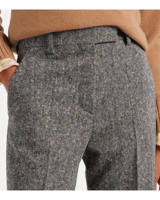 Pantalones Anchos En Mezcla De Lana De Tiro Alto Valentino de color Gray