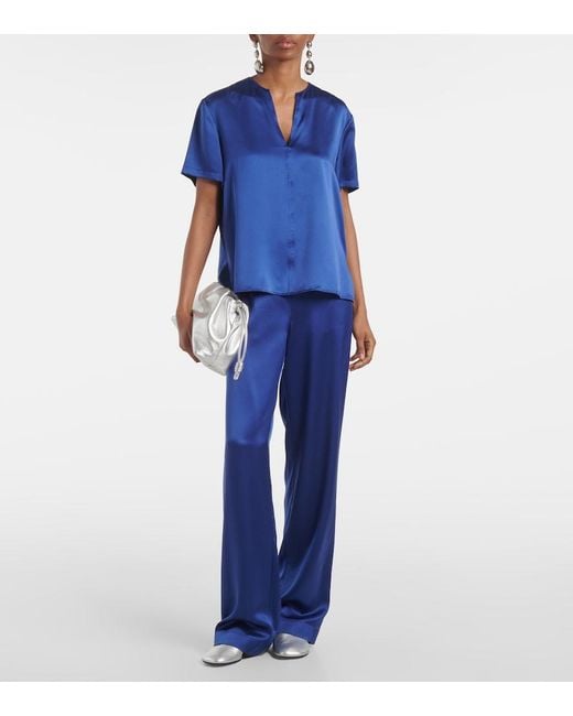 Joseph Blue Gala Silk Top