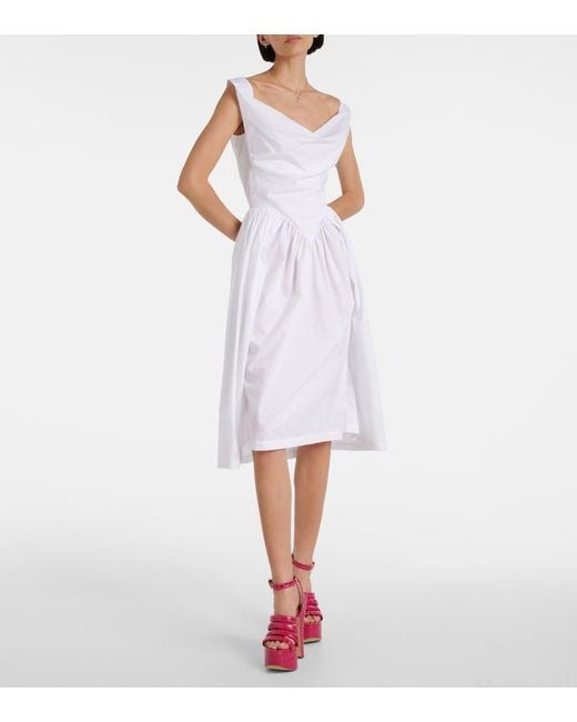 Vivienne Westwood White Sunday Gathered Cotton-Poplin Dress