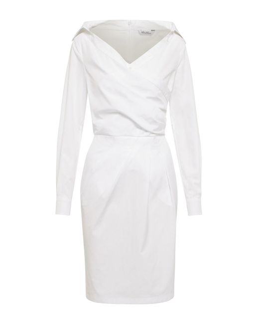 Womens Clothing Dresses Cocktail and party dresses Max Mara Cotton Arca Robe in White 