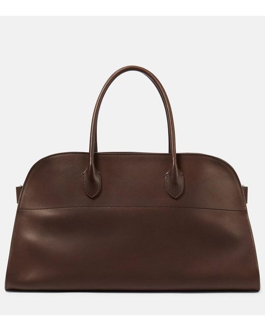The Row Brown Ew Margaux Large Leather Tote Bag