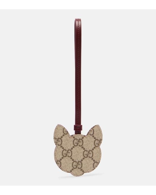 Gucci Pink Taschenanhaenger Gg Aus Canvas Mit Leder