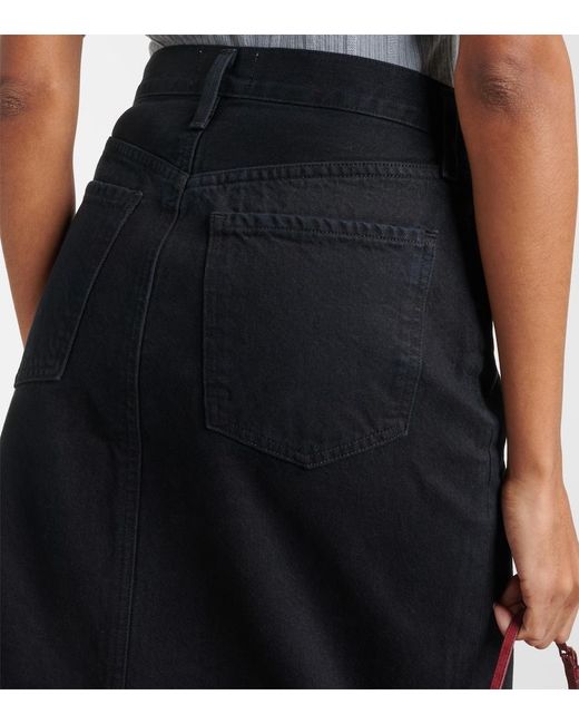 Agolde Black Frayed Midi Skirt