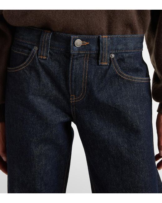 Khaite Blue Karo Mid-Rise Barrel-Leg Jeans