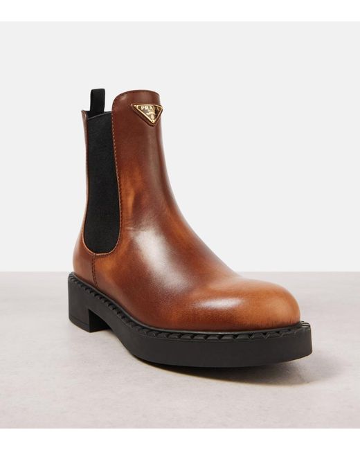 Prada Brown Chelsea Boots Aus Leder