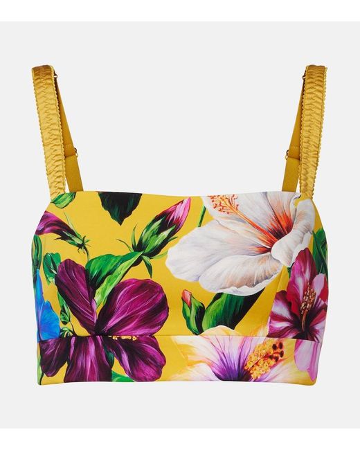 Dolce & Gabbana Pink Floral Silk-Blend Crop Top
