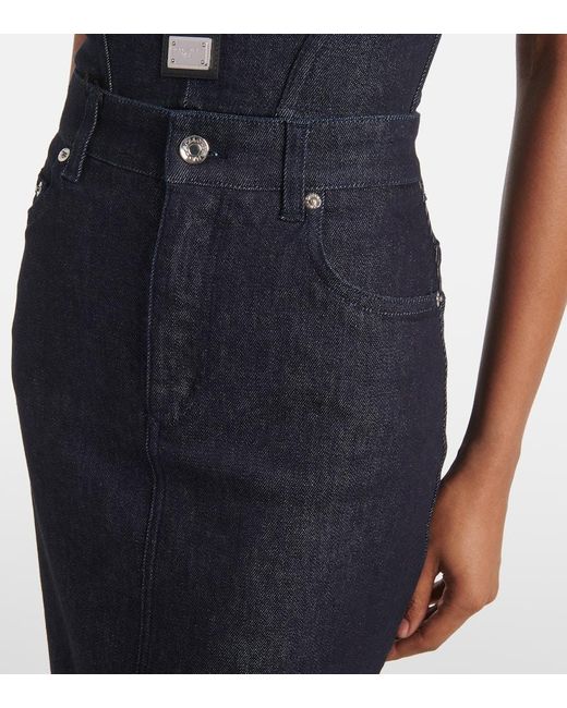 Falda Midi De Denim Dolce & Gabbana de color Blue