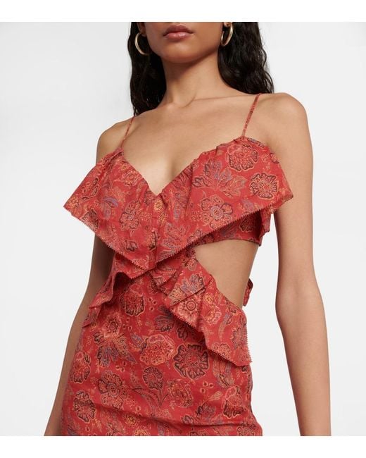 Sir Red Allegra Floral Ramie Maxi Dress