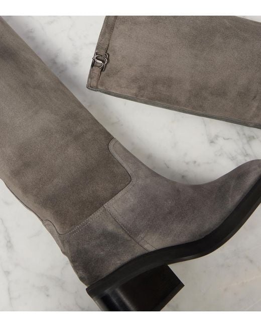 Jimmy Choo Gray Yasmin 70 Suede Knee-High Boots