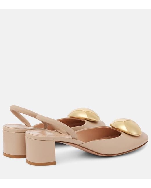 Gianvito Rossi Natural Sphera 45 Leather Slingback Pumps