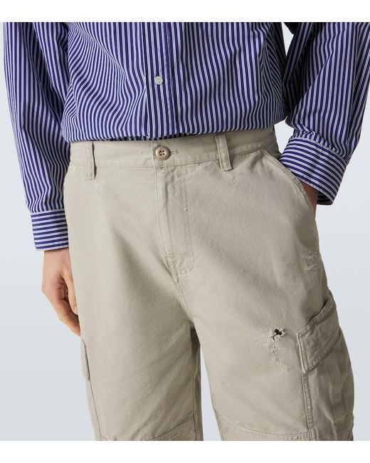 Balenciaga Natural Cropped Cotton Cargo Pants for men