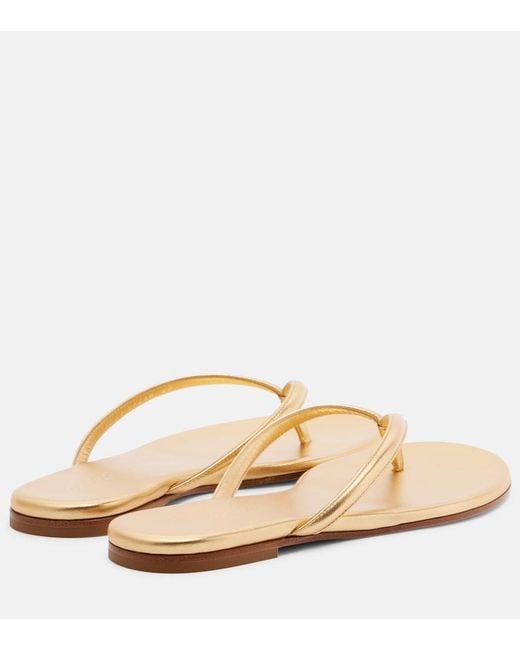 Gianvito Rossi Natural Calypso Metallic Leather Thong Sandals