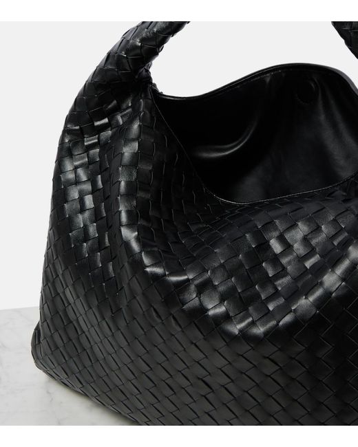 Bottega Veneta Black Hop Intrecciato Large Leather Tote Bag