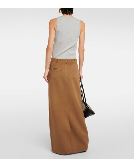 Frankie Shop Brown Malvo Wool-blend Maxi Skirt
