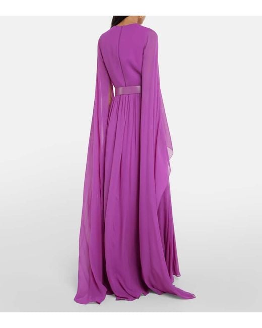 Elie Saab Purple Robe aus Seidenchiffon