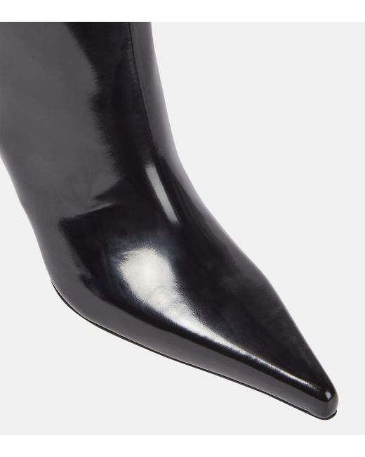 Botas altas Lee de piel esmaltada Saint Laurent de color Black