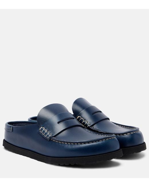 Birkenstock Blue Naples Leather Mules