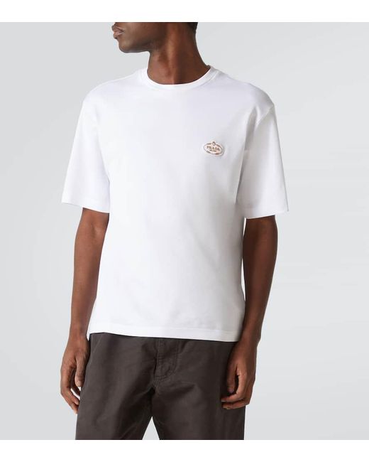 Prada White Interlock Cotton Jersey T-Shirt for men