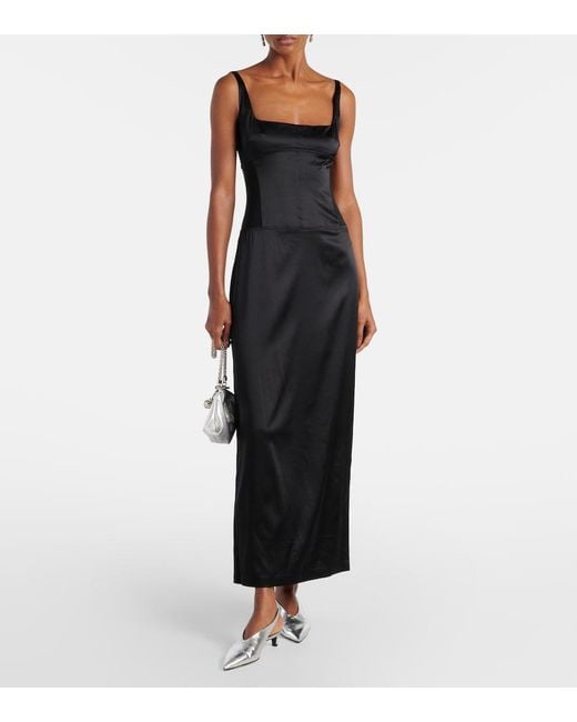 Sir Black Sonora Evening Silk-Blend Satin Midi Dress