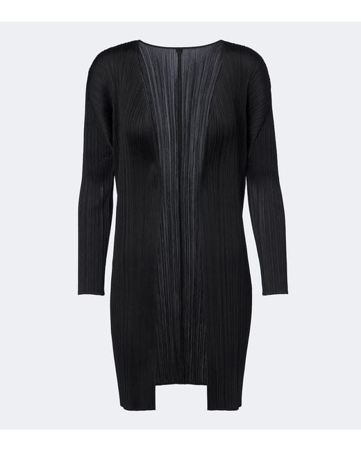 Pleats Please Issey Miyake Black Basics Pleated Cardigan