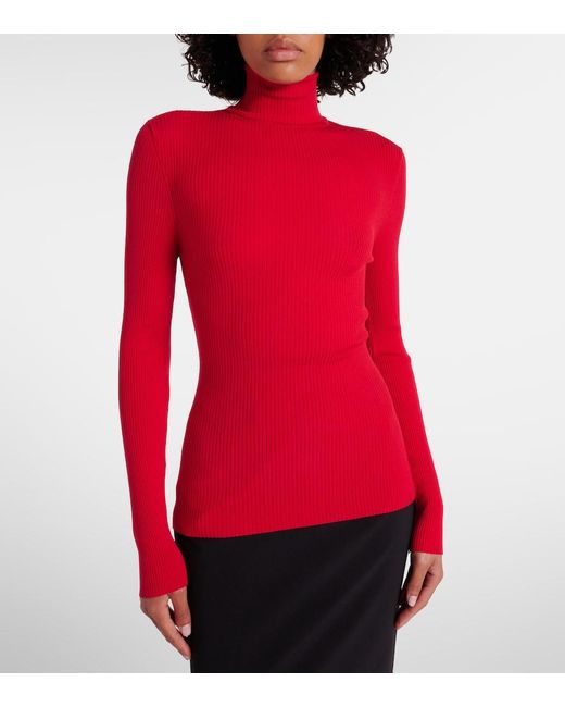 Wolford Red Ribbed-Knit Turtleneck