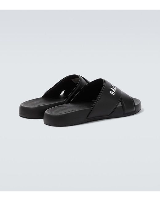 Balenciaga Black Sporty Pool Slides for men
