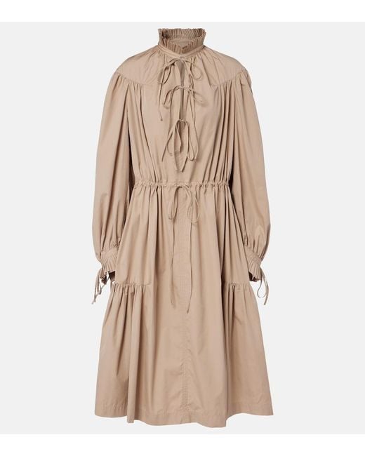 Dries Van Noten Natural Ruffled Cotton Shirt Dress