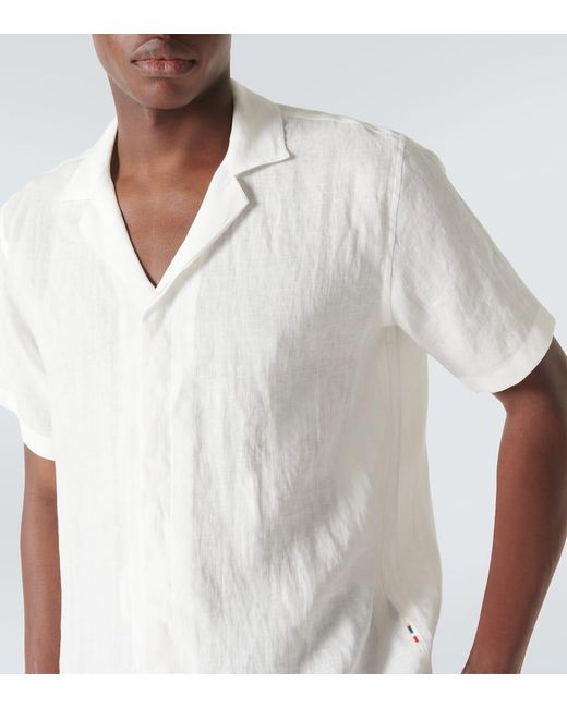 Camicia bowling Maitan in lino di Orlebar Brown in White da Uomo