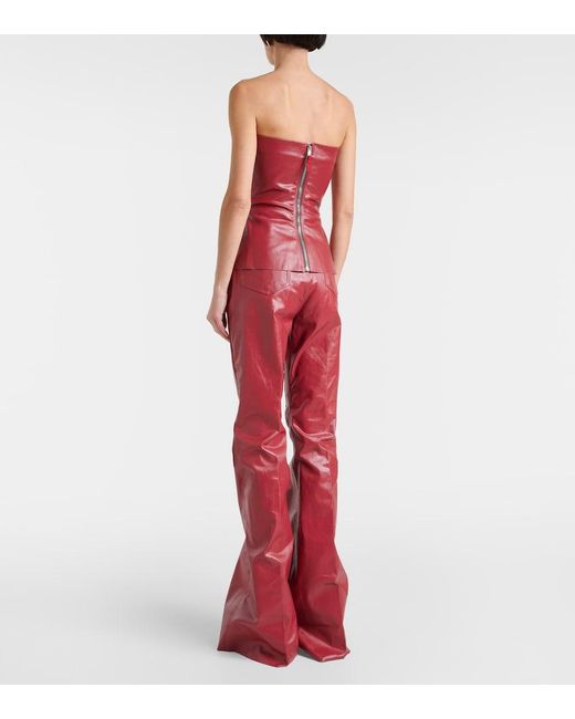 Rick Owens Red Coated Denim Corset Top
