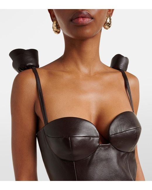 Magda Butrym Black Bustier-Kleid Aus Leder