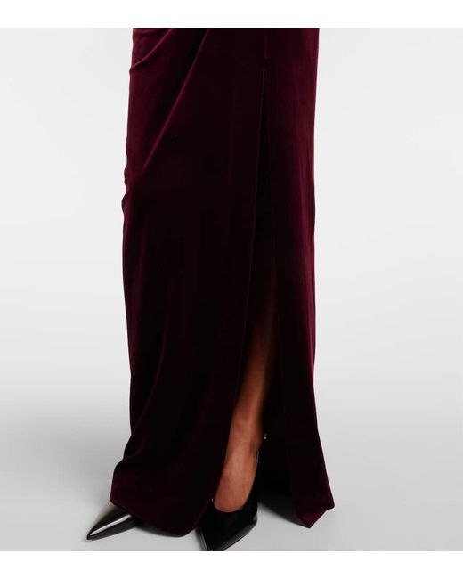 Self-Portrait Purple Robe Aus Samt Mit Kristallen
