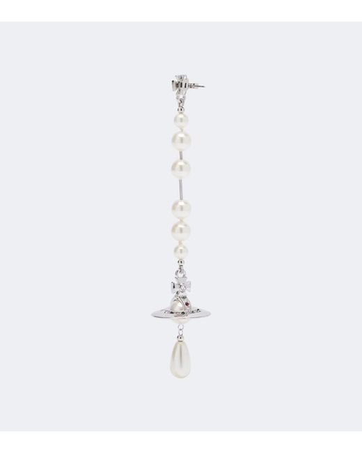 Vivienne Westwood White Orb Embellished Drop Earrings