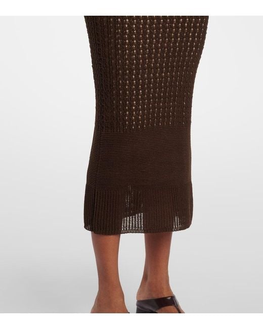 Max Mara Brown Maxikleid Valois Aus Einem Baumwollgemisch