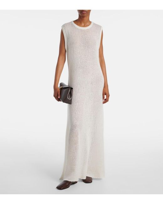 Lisa Yang White Madalena Cashmere And Silk Maxi Dress