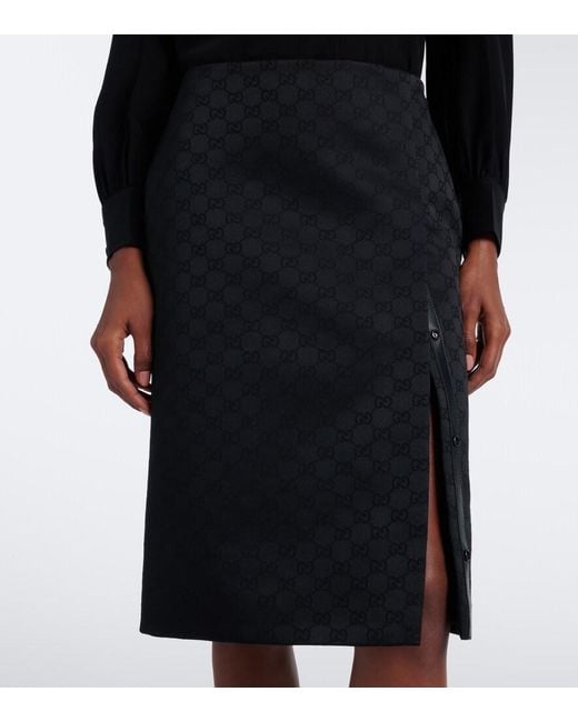 Gucci Black Gg Jacquard Pencil Skirt