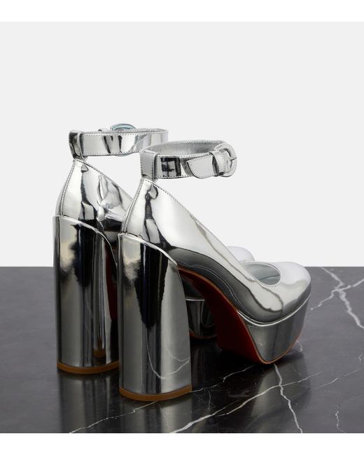 Christian Louboutin White Movidastrap Metallic Leather Pumps