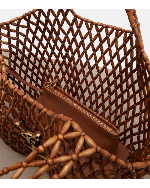 Shopper Icare Cassandre Medium Con Perline di Saint Laurent in Brown