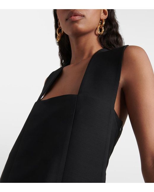 Co. Black Border Wool-Blend Faille Midi Dress
