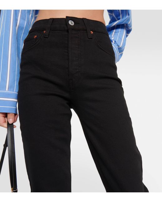Re/done Black '70s High-rise Split-hem Bootcut Jeans