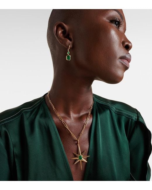 SHAY White Starburst 18Kt Necklace With Emerald And Diamonds