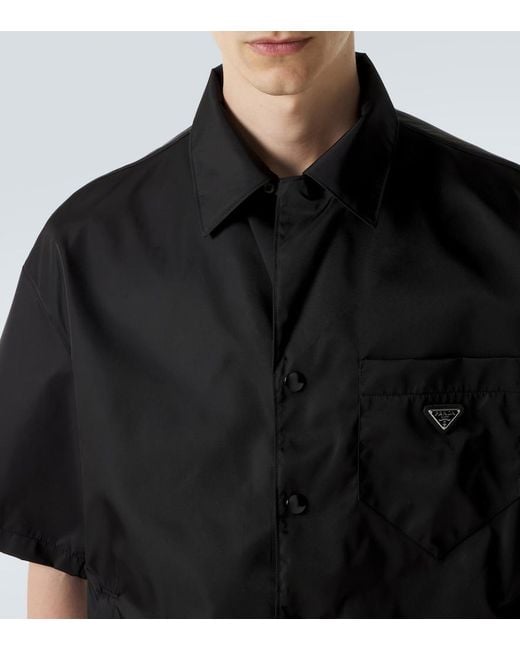 Prada Black Re-Nylon Bowling Shirt for men