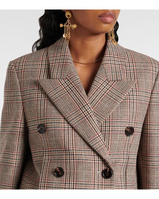 Chloé Brown Prince Of Wales Check Wool-Blend Blazer